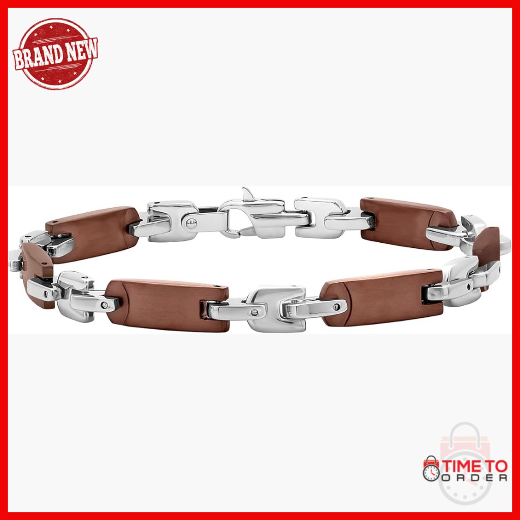 Stainless Steel Tag Link Bracelet With Lobster Clasp, 9 Inches